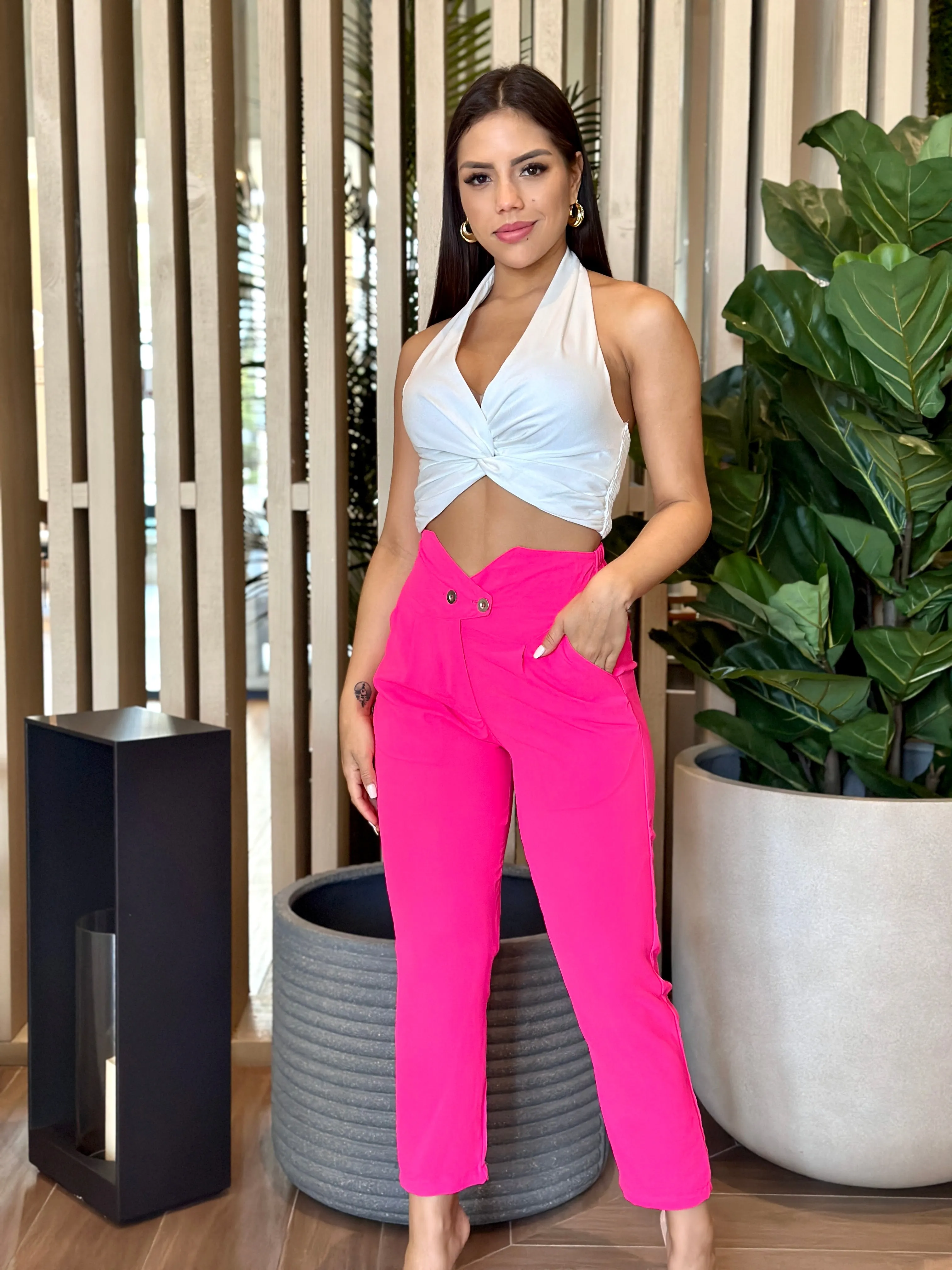 "Emilie" Two Button Straight Leg Pants
