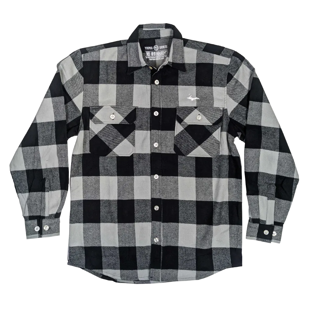 "U.P. SILHOUETTE" Grey Buffalo Plaid Extra Heavyweight Flannel Shirt