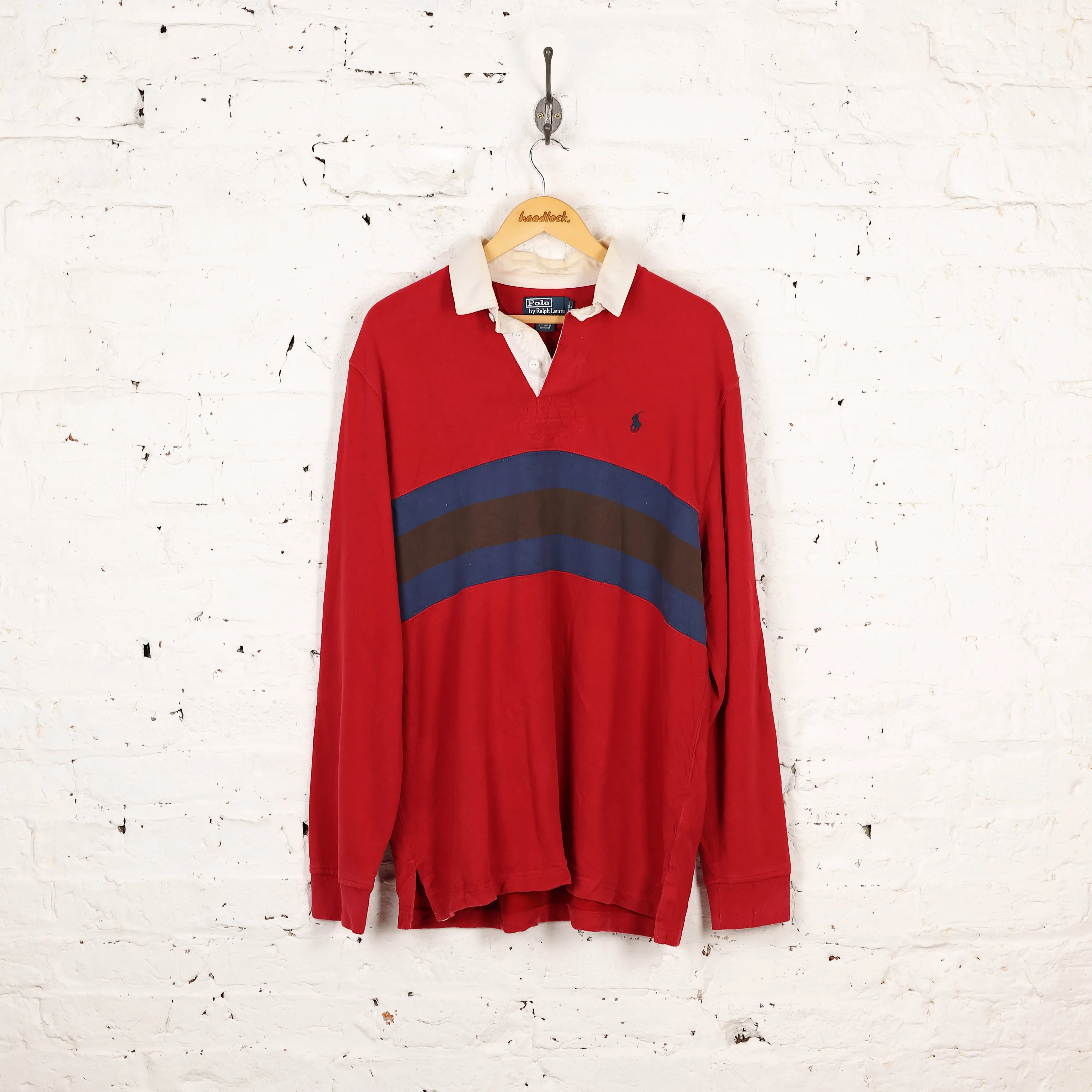 Ralph Lauren Rugby Long Sleeve Polo Shirt - Red - L