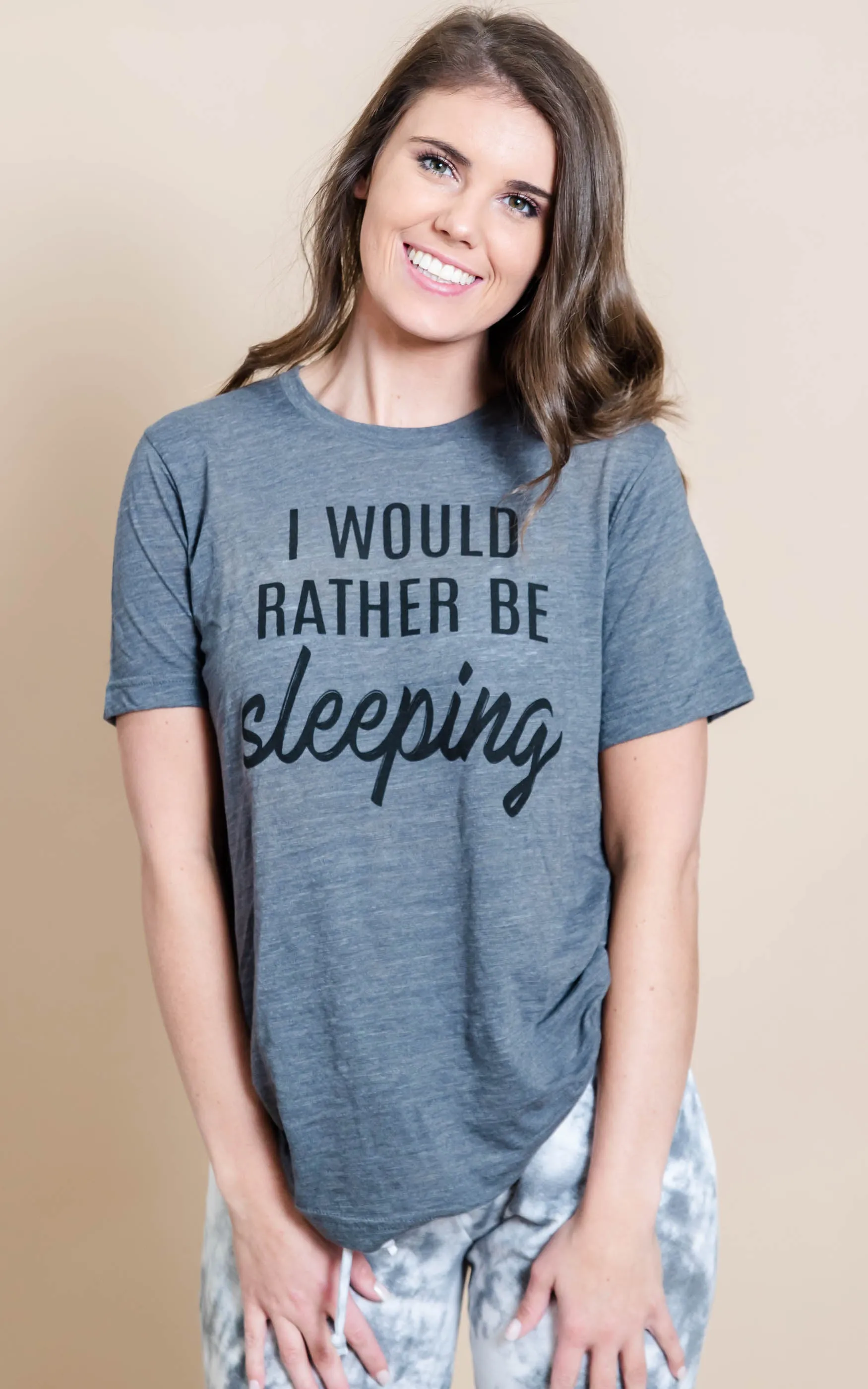 Rather Be Sleeping Tee - Grey** - Final Sale