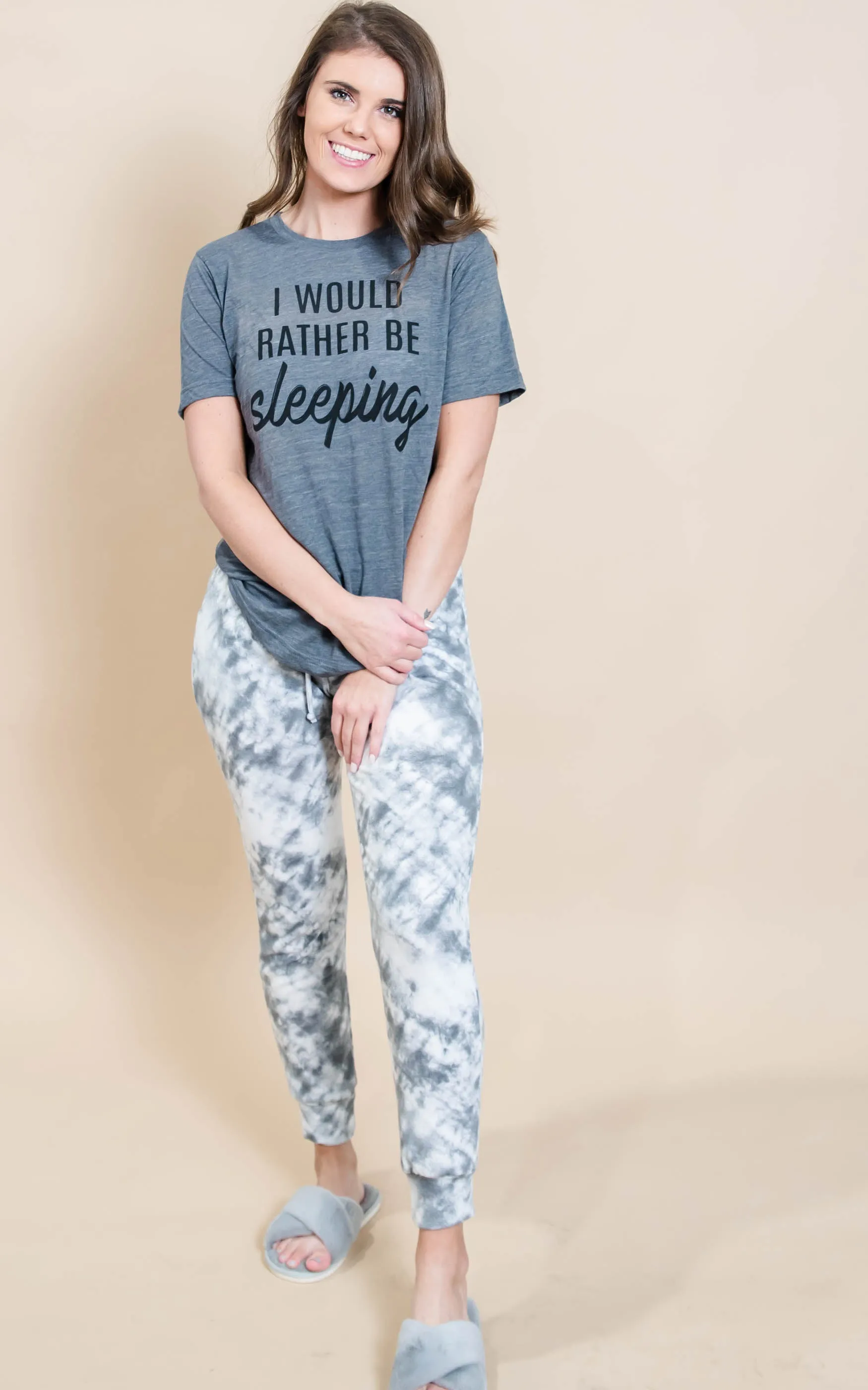 Rather Be Sleeping Tee - Grey** - Final Sale