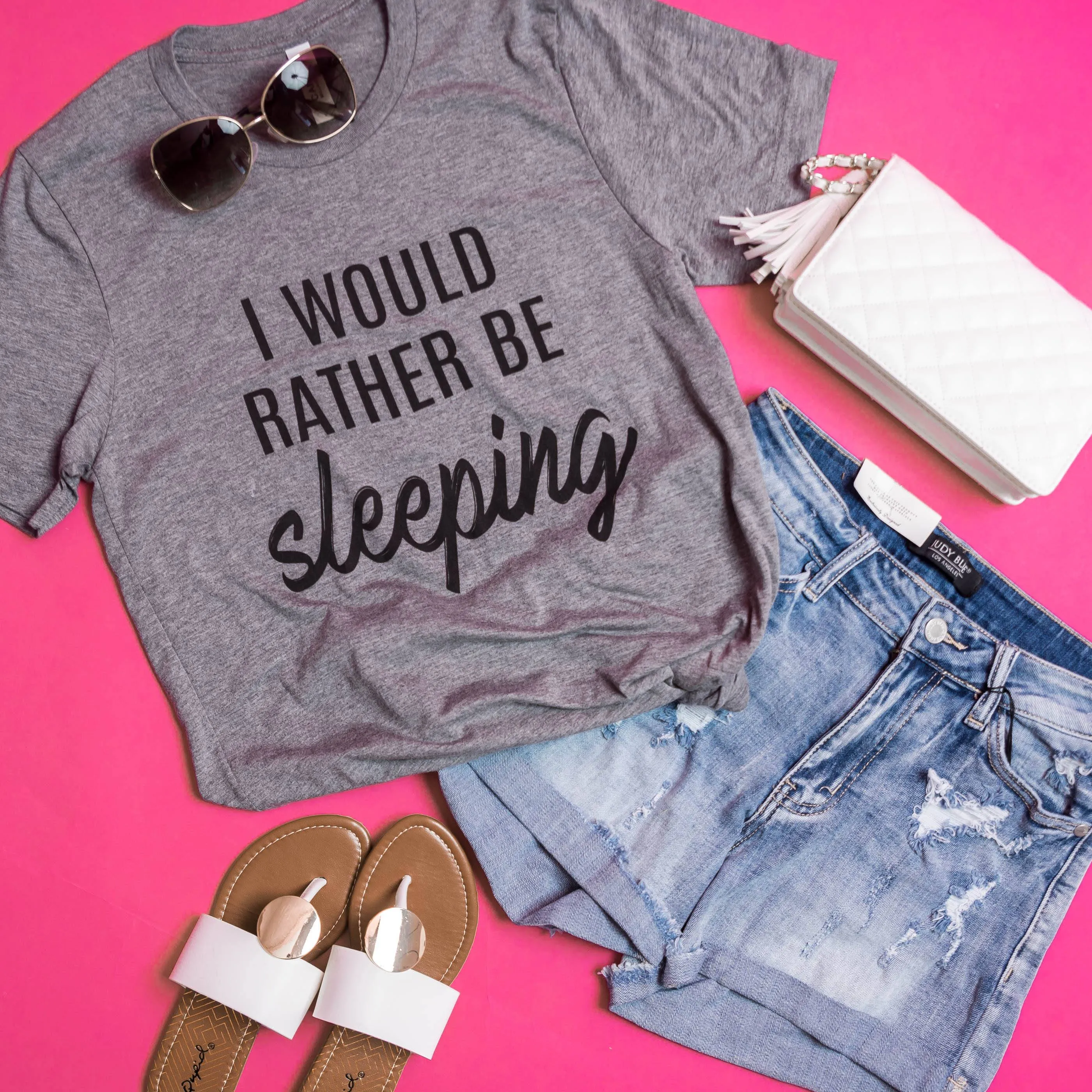 Rather Be Sleeping Tee - Grey** - Final Sale