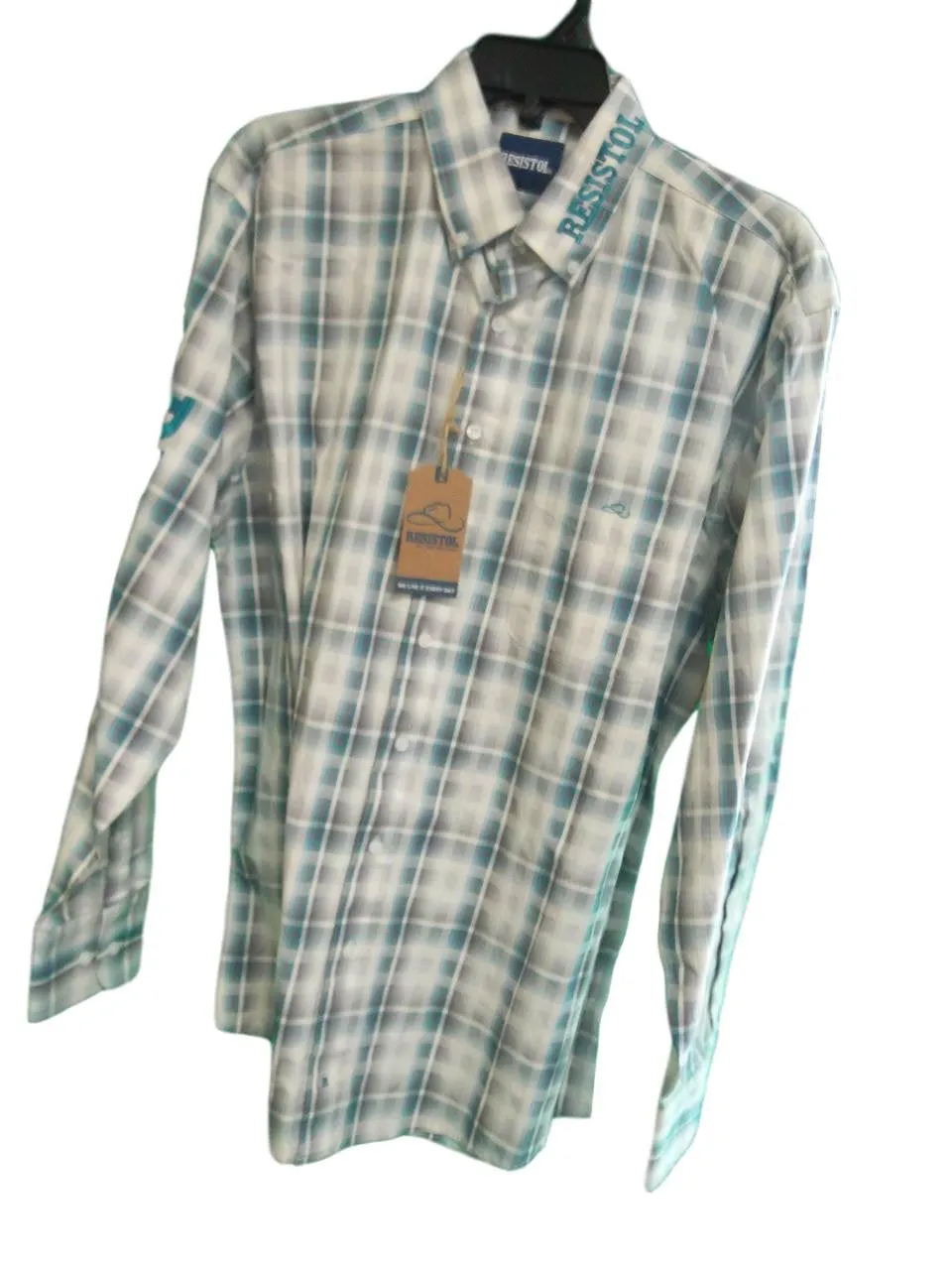 Resistol Men's Blue Plaid Button Up