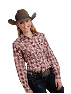 Roper Ladies Long Sleeve Red Cream Plaid Western Shirt