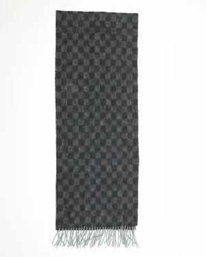 Saint Laurent Black/Grey Checkered Wool Scarf
