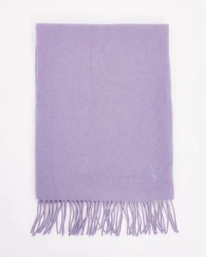 Saint Laurent Purple Wool Fringe Scarf