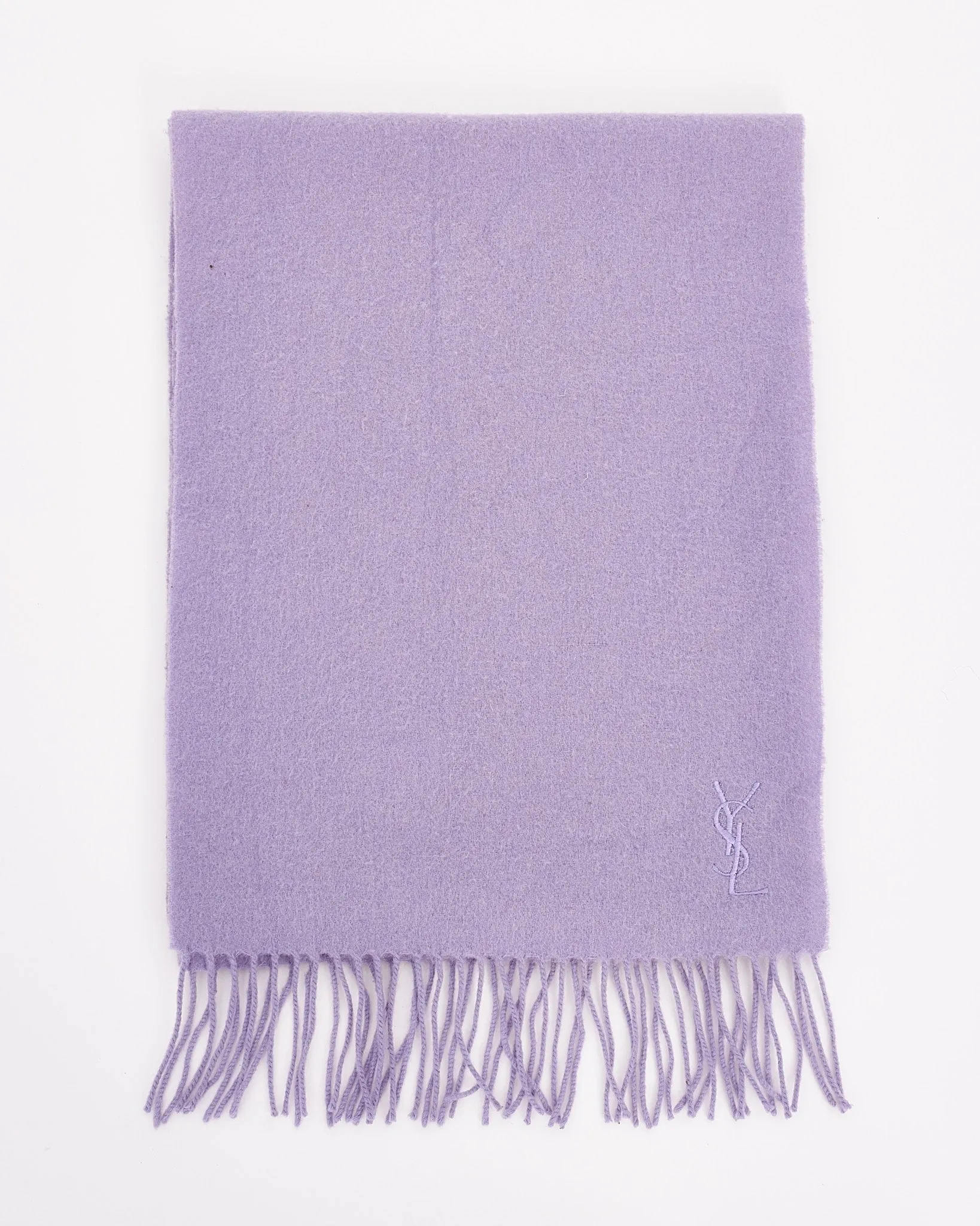 Saint Laurent Purple Wool Fringe Scarf