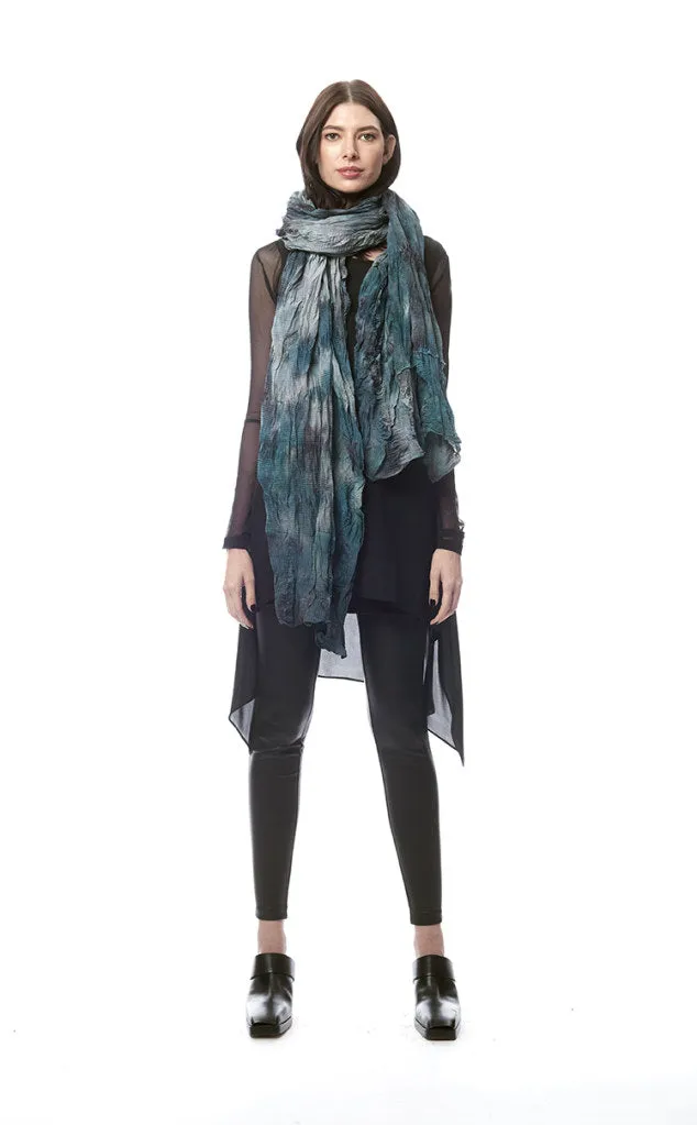 San Benedetto Hand-Painted   Distressed Ruffled Crinkle Scarf/Wrap