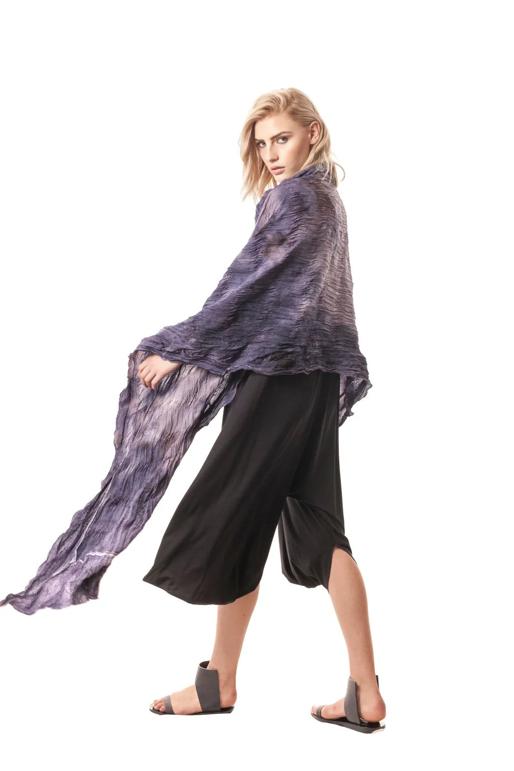 San Benedetto Hand-Painted   Distressed Ruffled Crinkle Scarf/Wrap