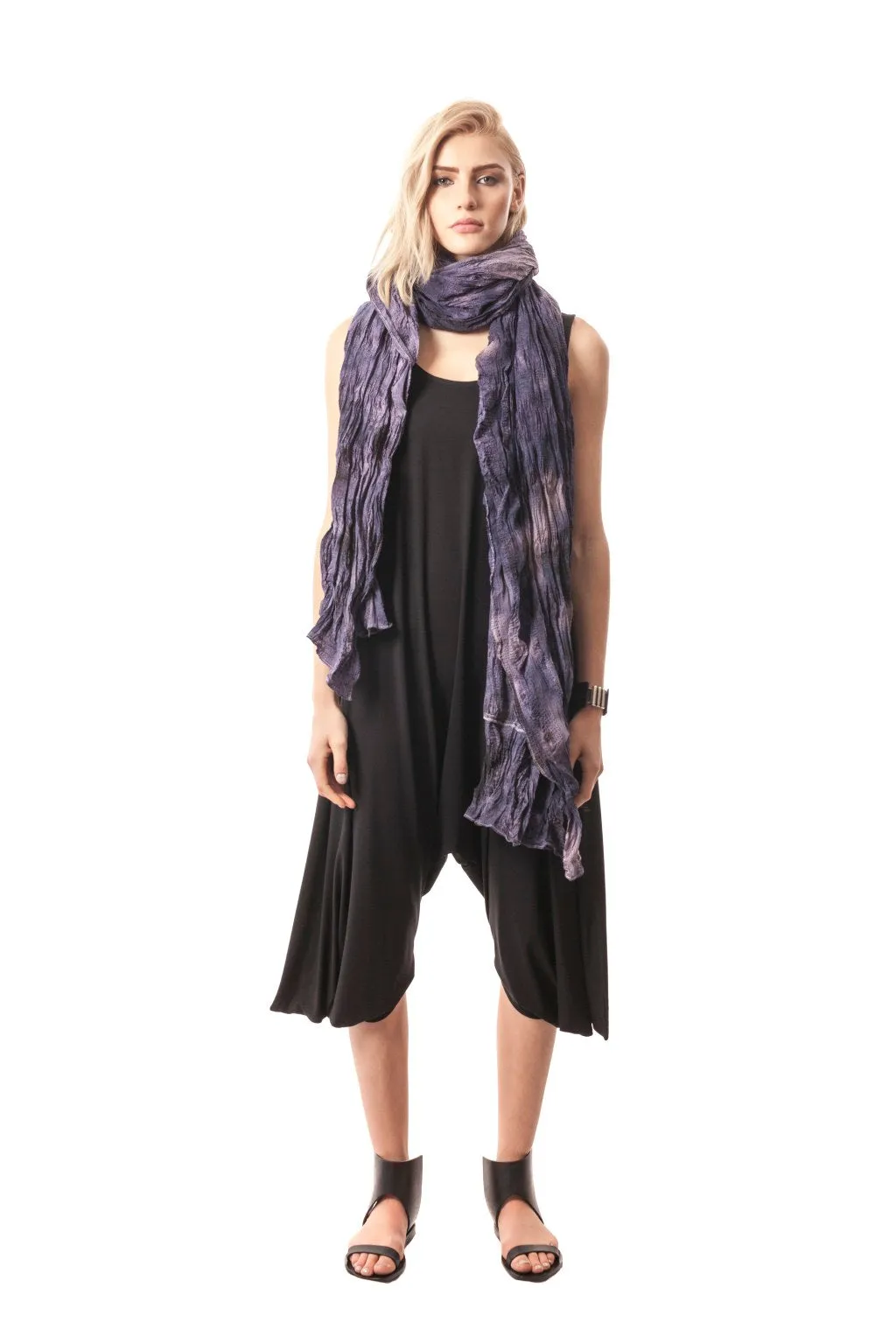 San Benedetto Hand-Painted   Distressed Ruffled Crinkle Scarf/Wrap