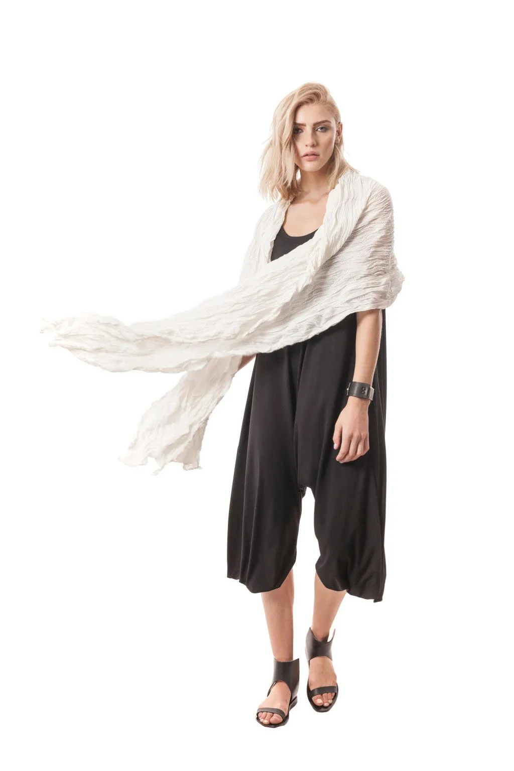 San Benedetto Hand-Painted   Distressed Ruffled Crinkle Scarf/Wrap
