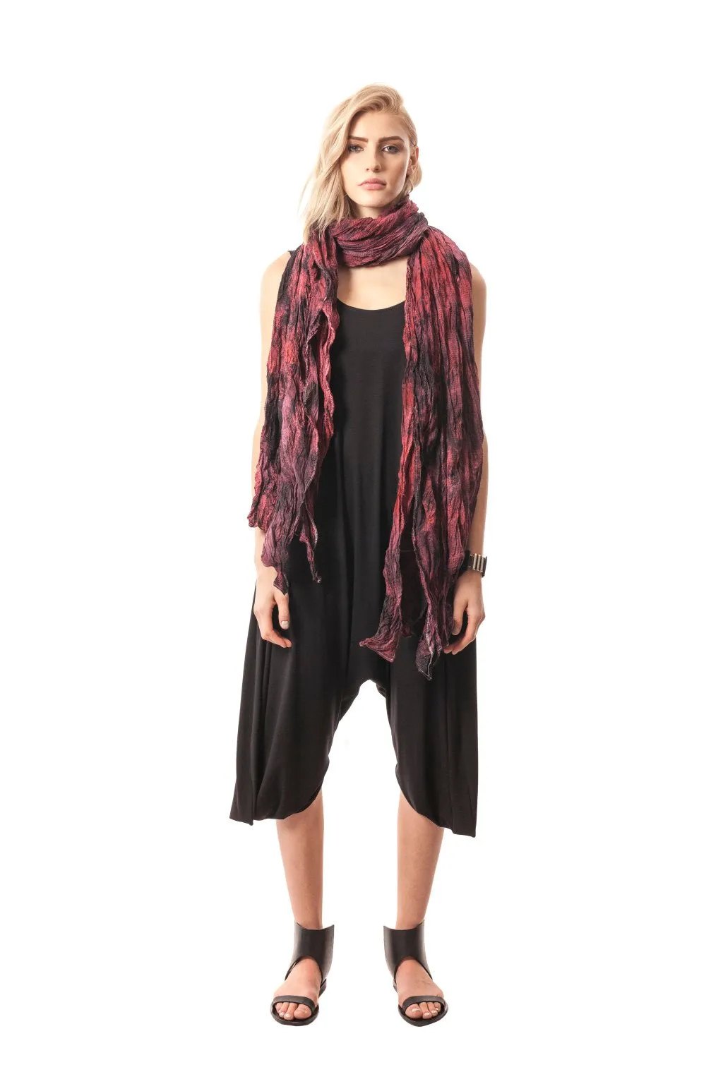 San Benedetto Hand-Painted   Distressed Ruffled Crinkle Scarf/Wrap