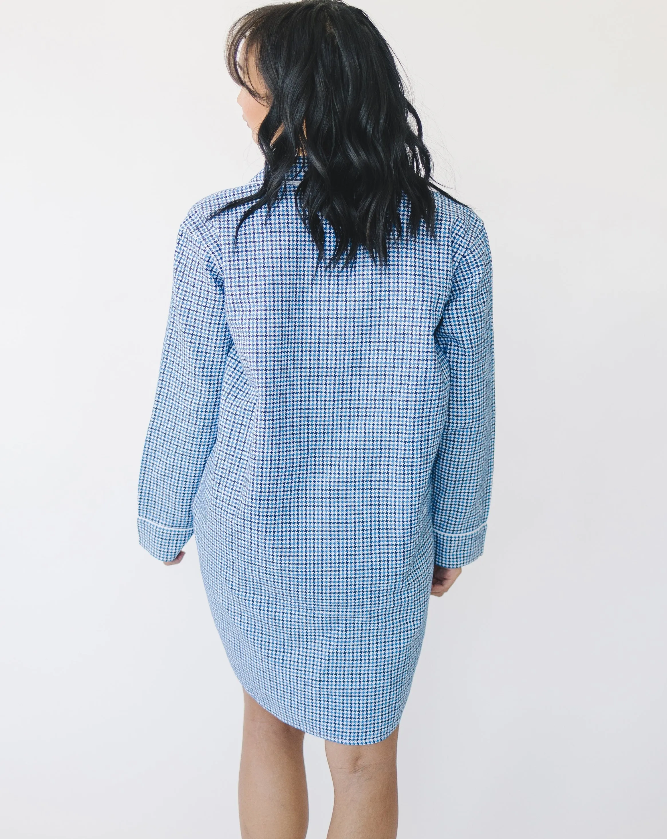 Sara Blue Houndstooth Women's Night Shirt