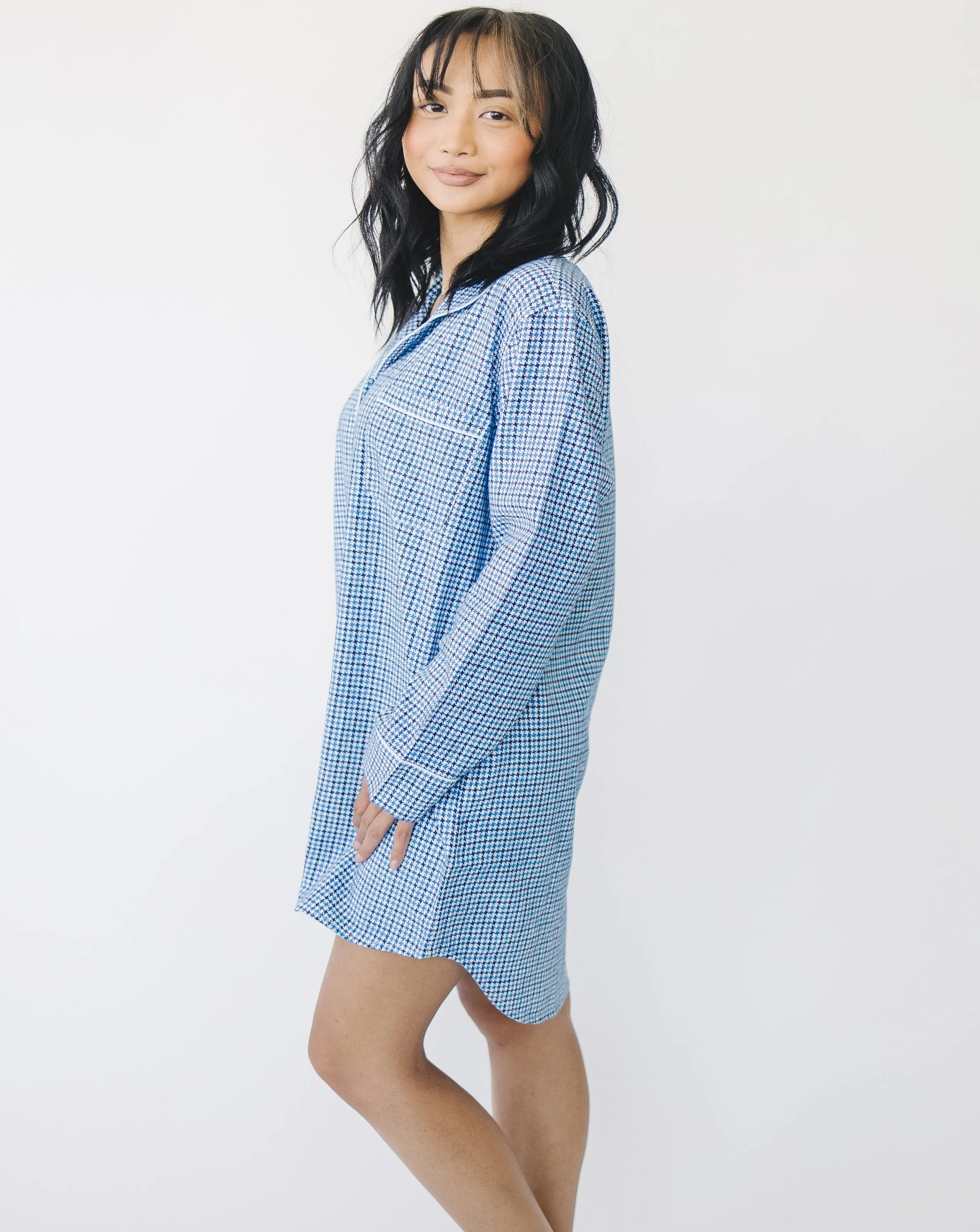 Sara Blue Houndstooth Women's Night Shirt