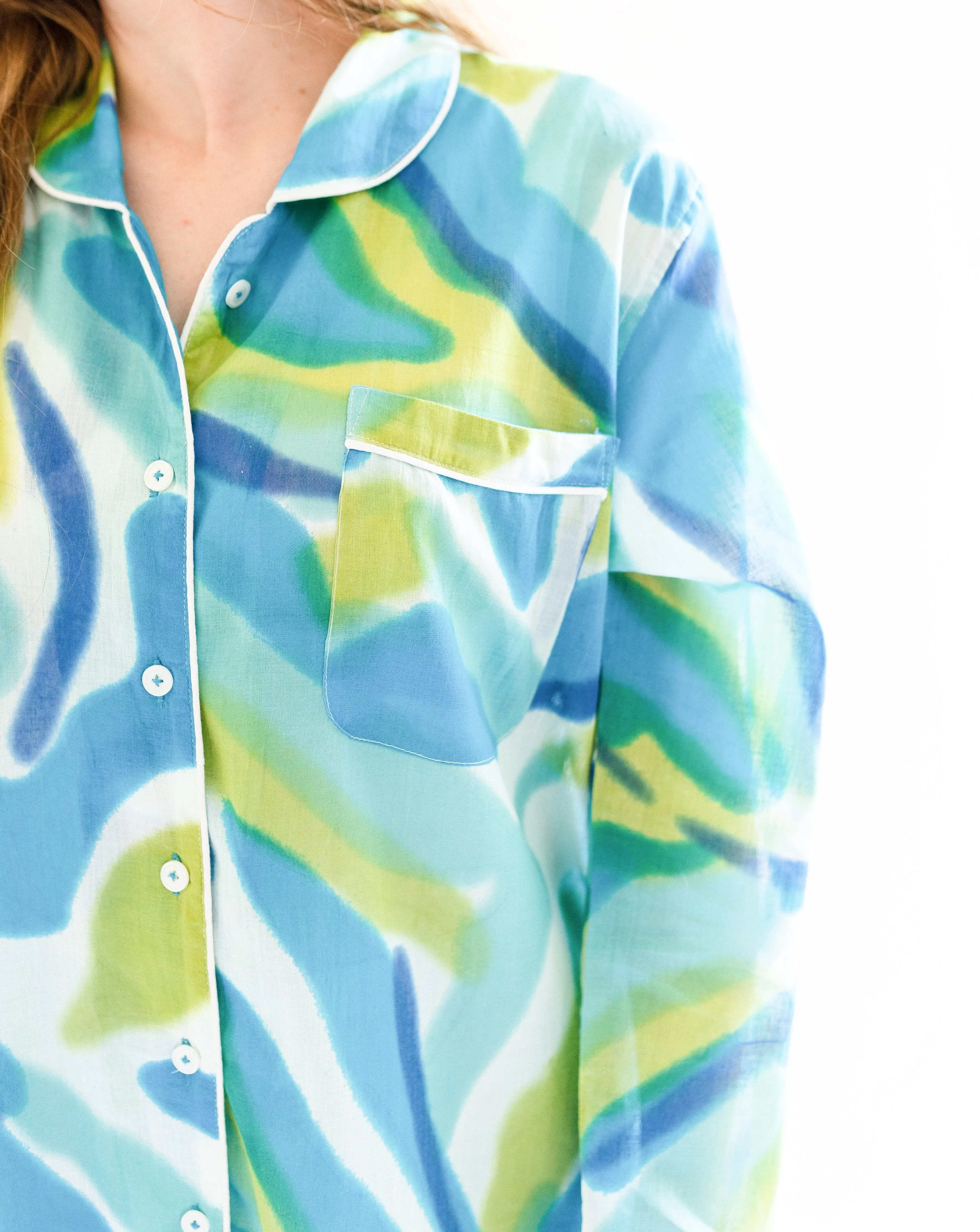 Sara Blue Tie-Dye Print  Women's Night Shirt