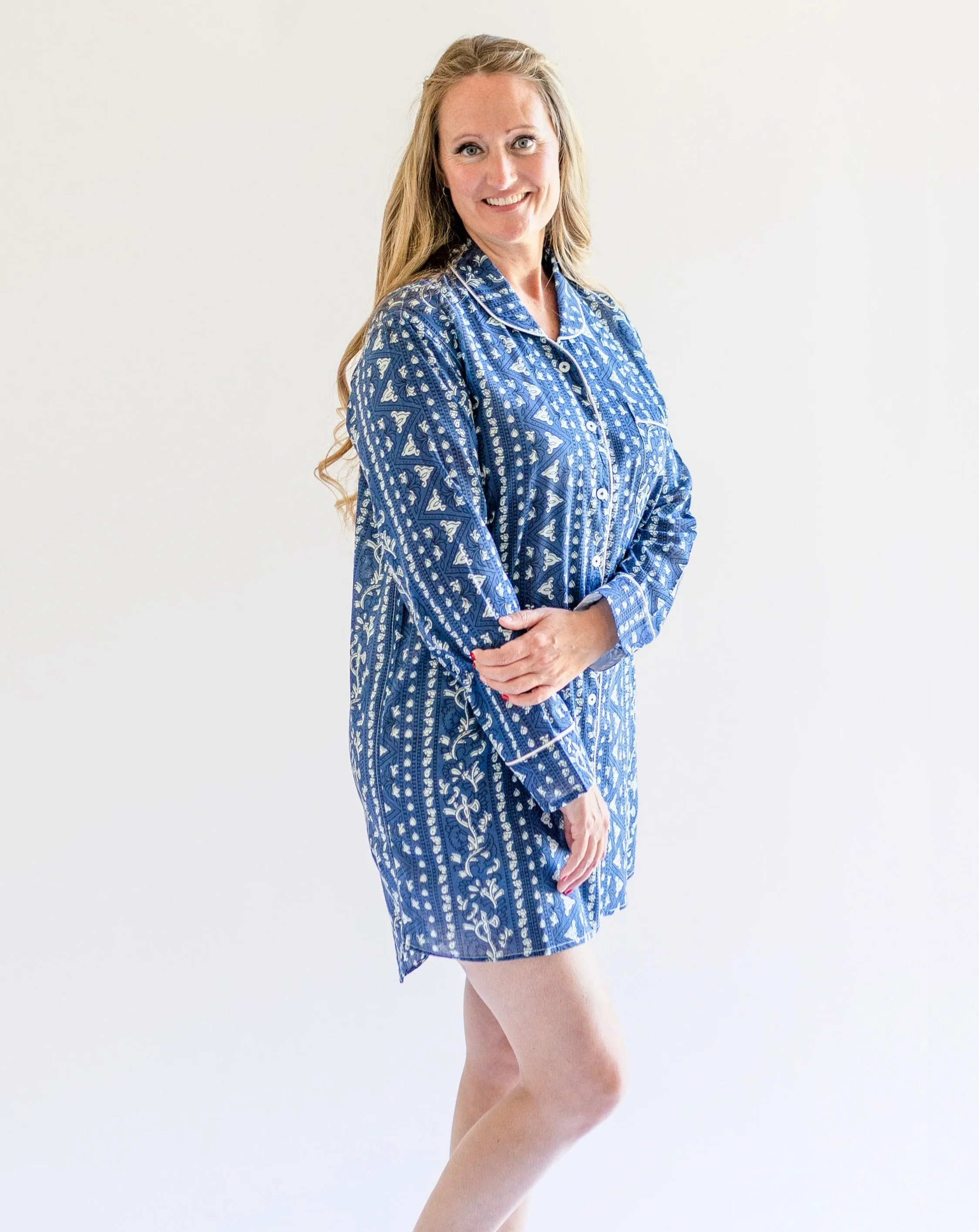 Sara Indigo Print  Women's Night Shirt