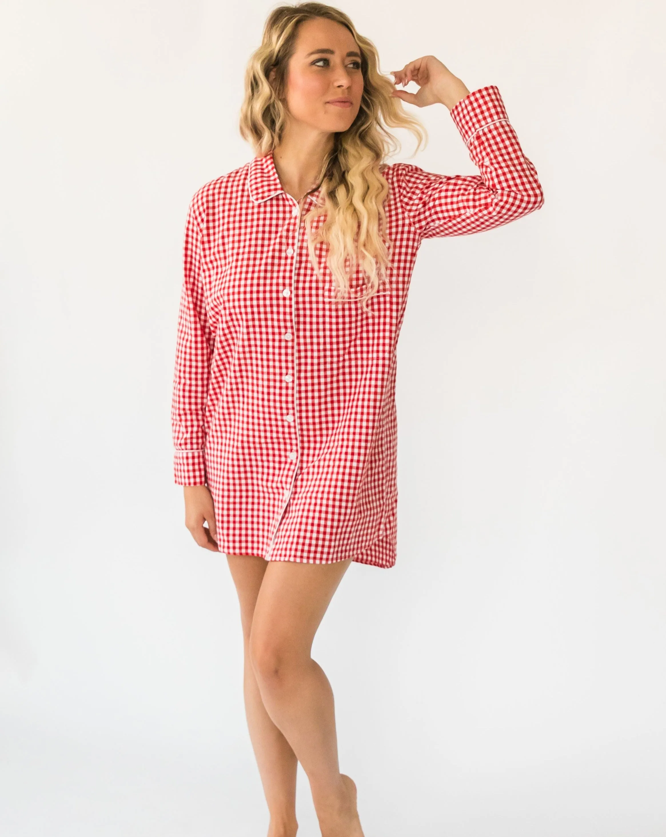 Sara Red Gingham Women's Night Shirt