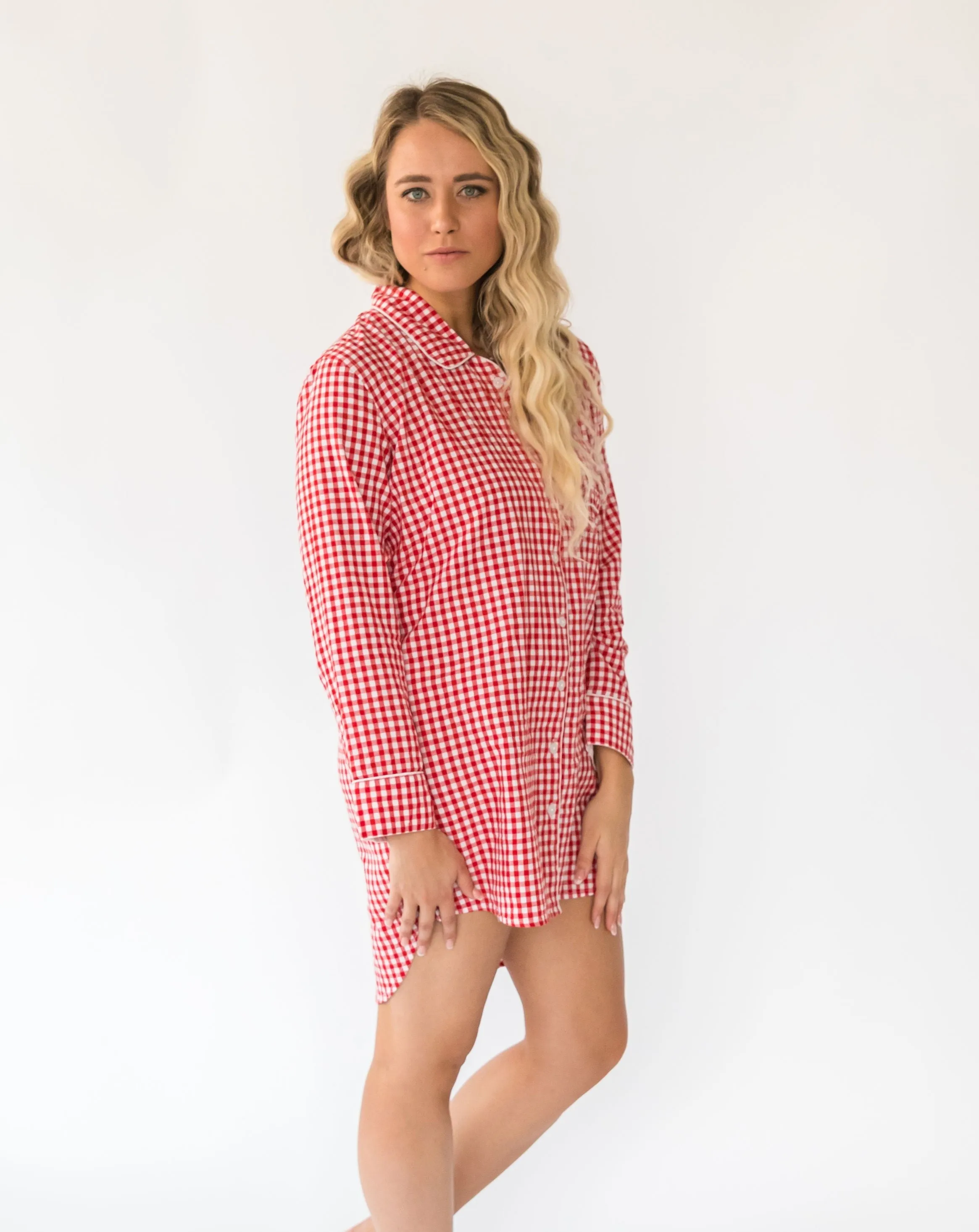 Sara Red Gingham Women's Night Shirt