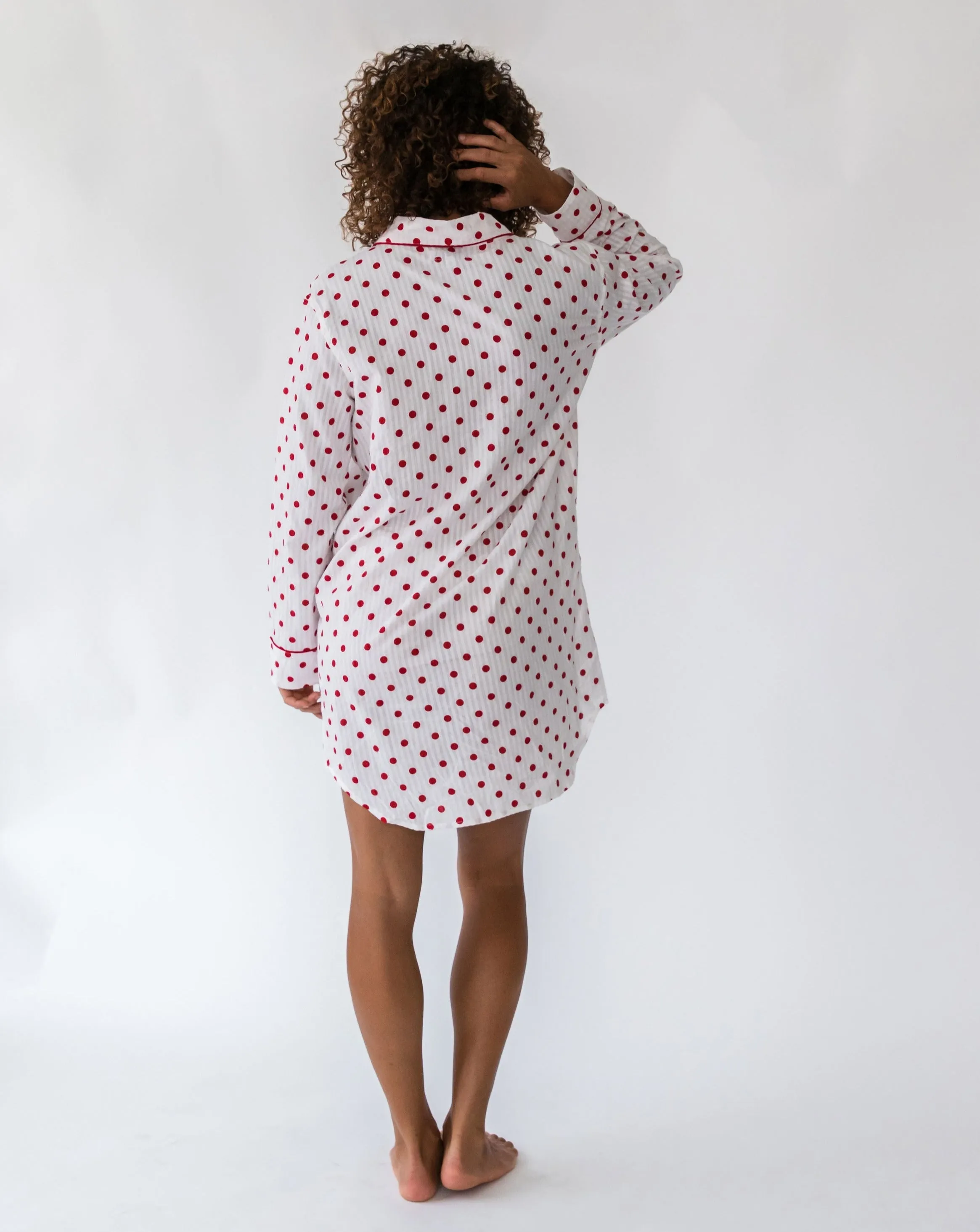 Sara Seersucker Dot Women's Night Shirt