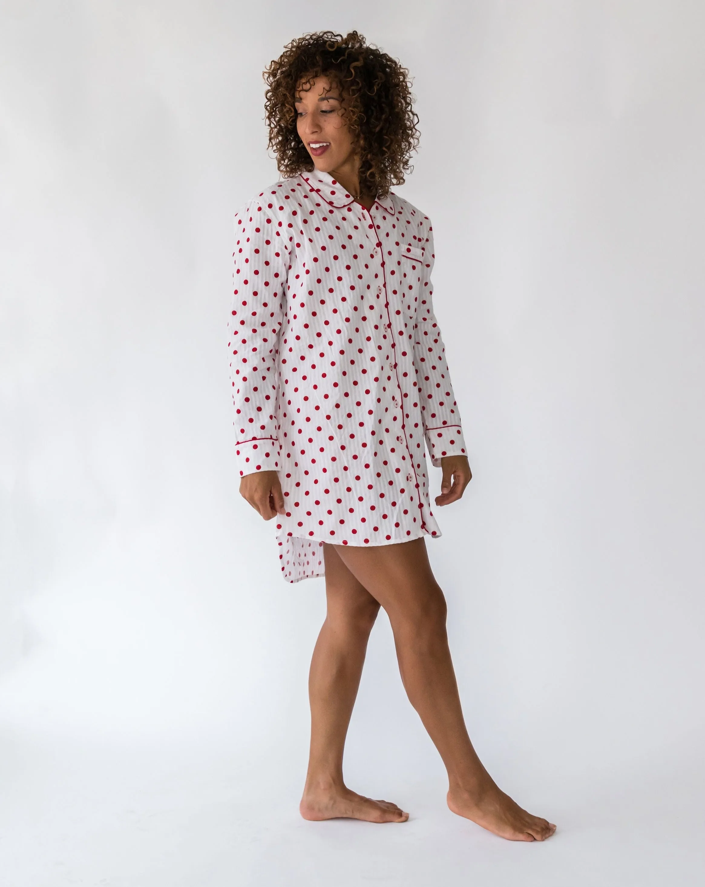 Sara Seersucker Dot Women's Night Shirt