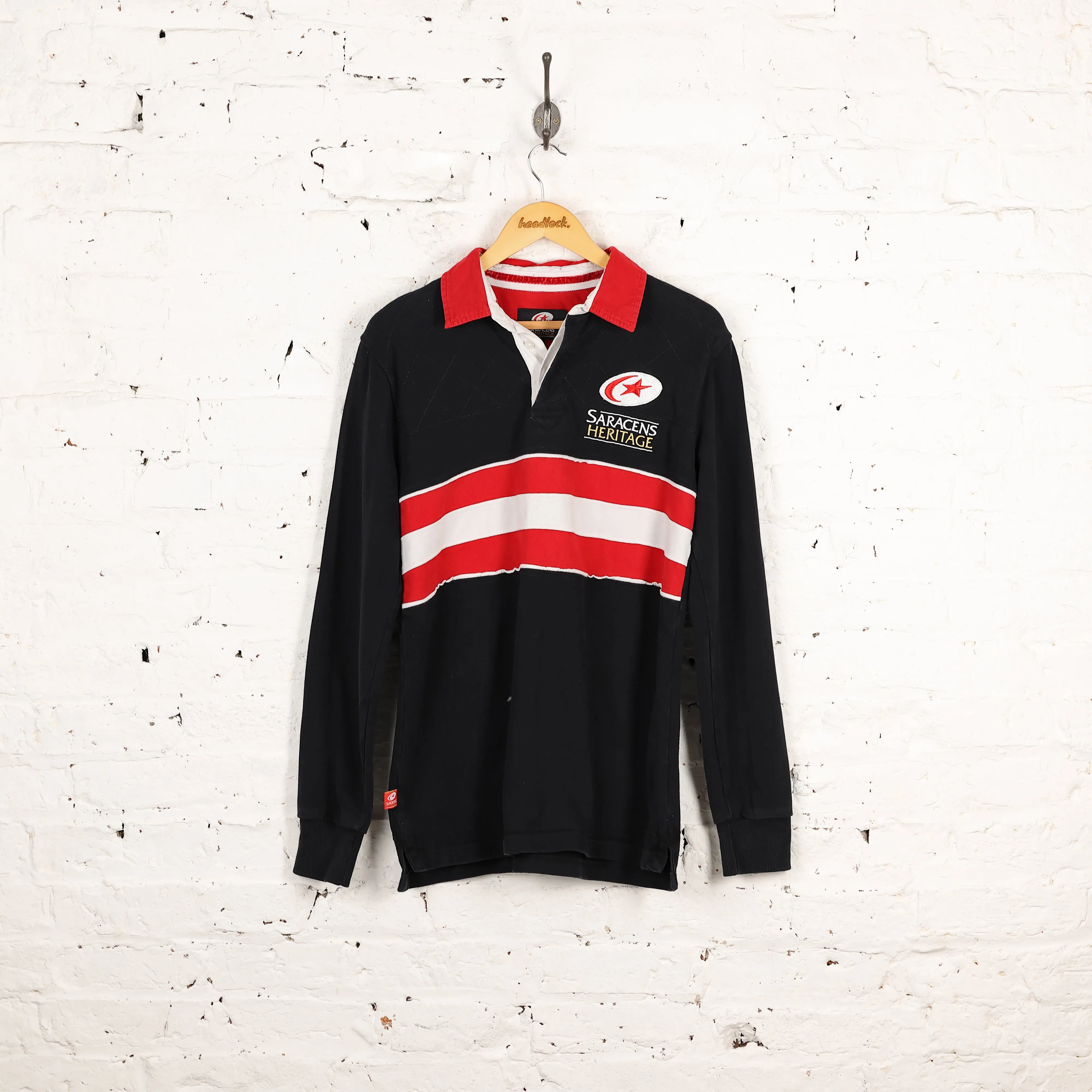 Saracens Heritage Long Sleeve Rugby Shirt - Black - S