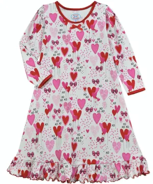 Sara’s Prints Long Sleeve Heart Balloons Nightgown