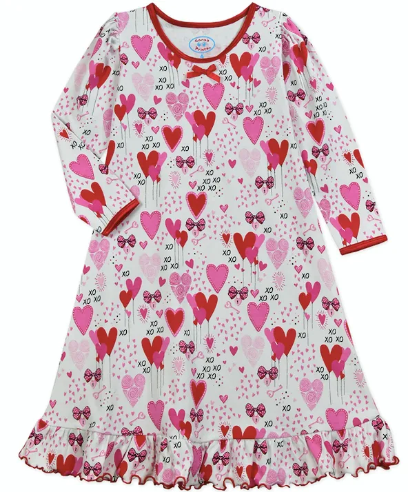 Sara’s Prints Long Sleeve Heart Balloons Nightgown