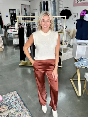 Satin Copper Dress Pants