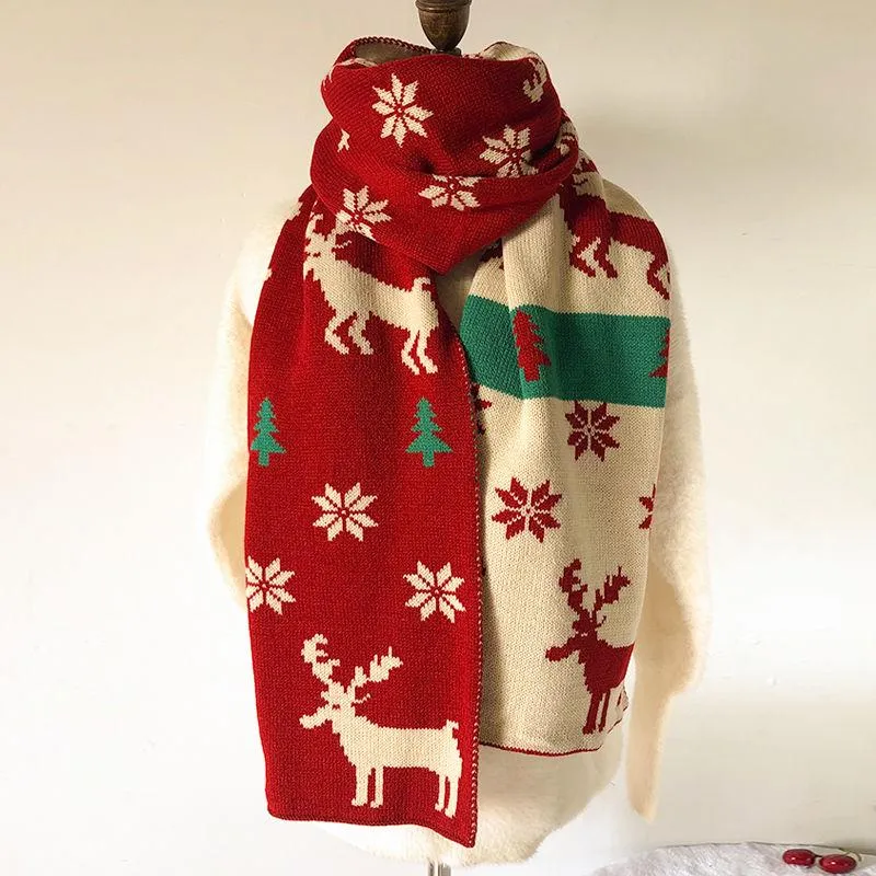 Scarf for Women Wool Pashmina Winter Warm Shawl Female Christmas Scarves Decoration