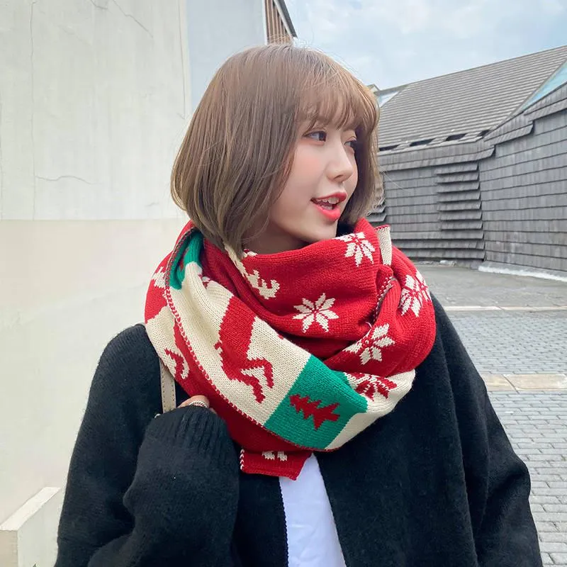 Scarf for Women Wool Pashmina Winter Warm Shawl Female Christmas Scarves Decoration
