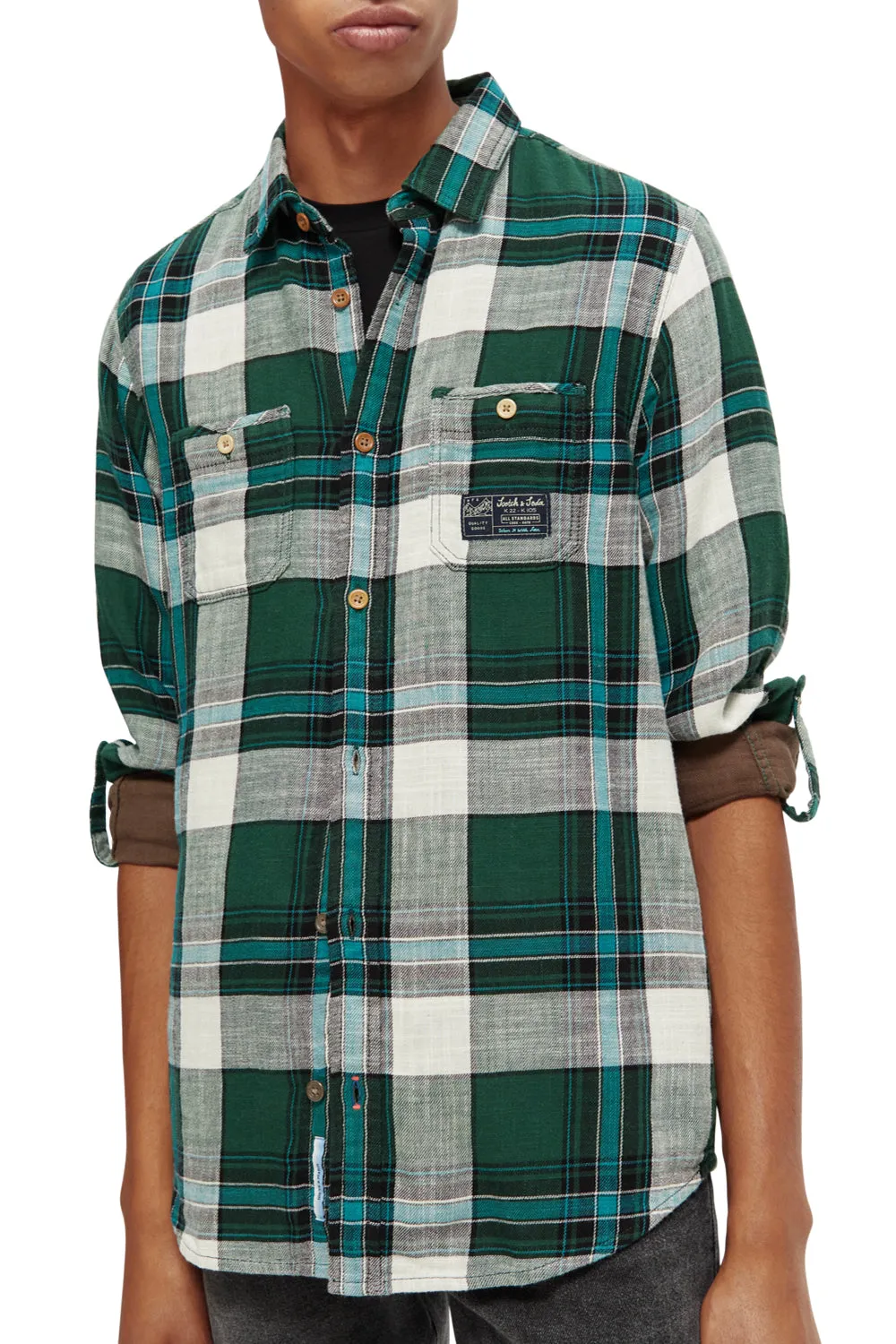 SCOTCH & SODA BONDED COTTON L/S CHECK SHIRT 169062