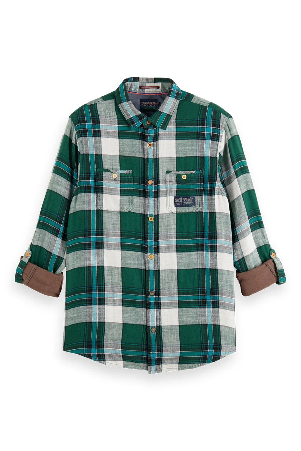 SCOTCH & SODA BONDED COTTON L/S CHECK SHIRT 169062