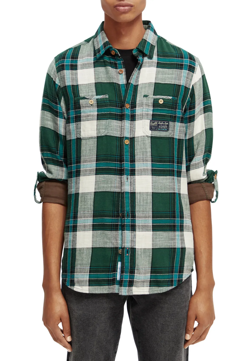 SCOTCH & SODA BONDED COTTON L/S CHECK SHIRT 169062