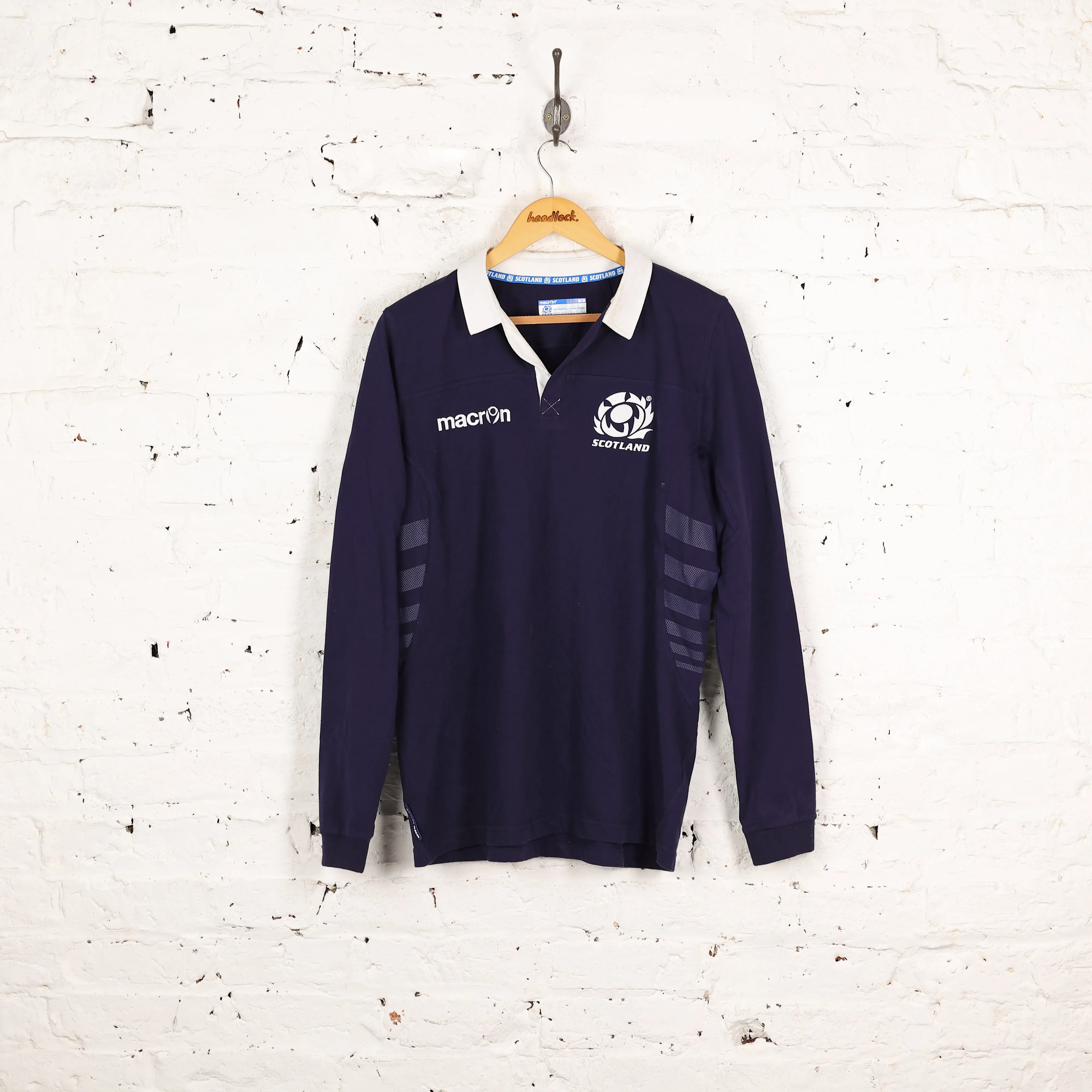 Scotland Macron Long Sleeve Rugby Shirt - Blue - M