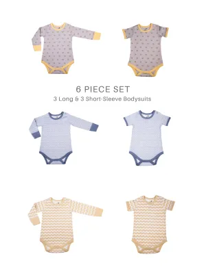 Set of Baby Unisex Organic LS & SS Bodysuits (6 Piece Set)