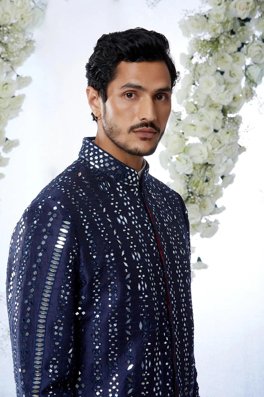 SG Midnight Mirror Work Sherwani Set