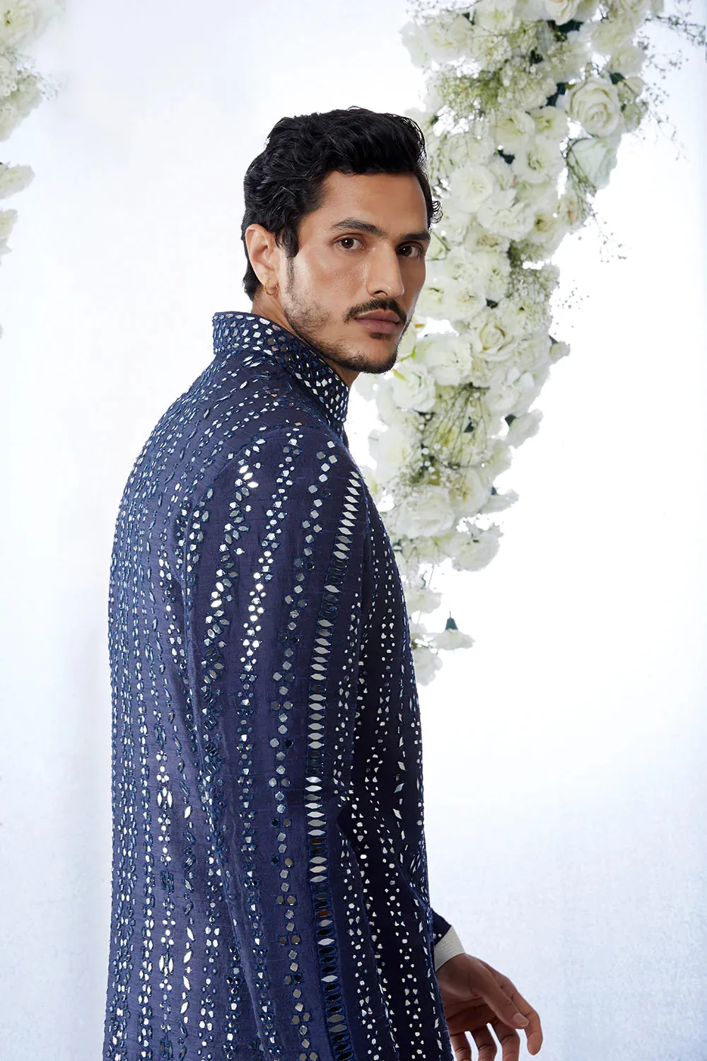 SG Midnight Mirror Work Sherwani Set