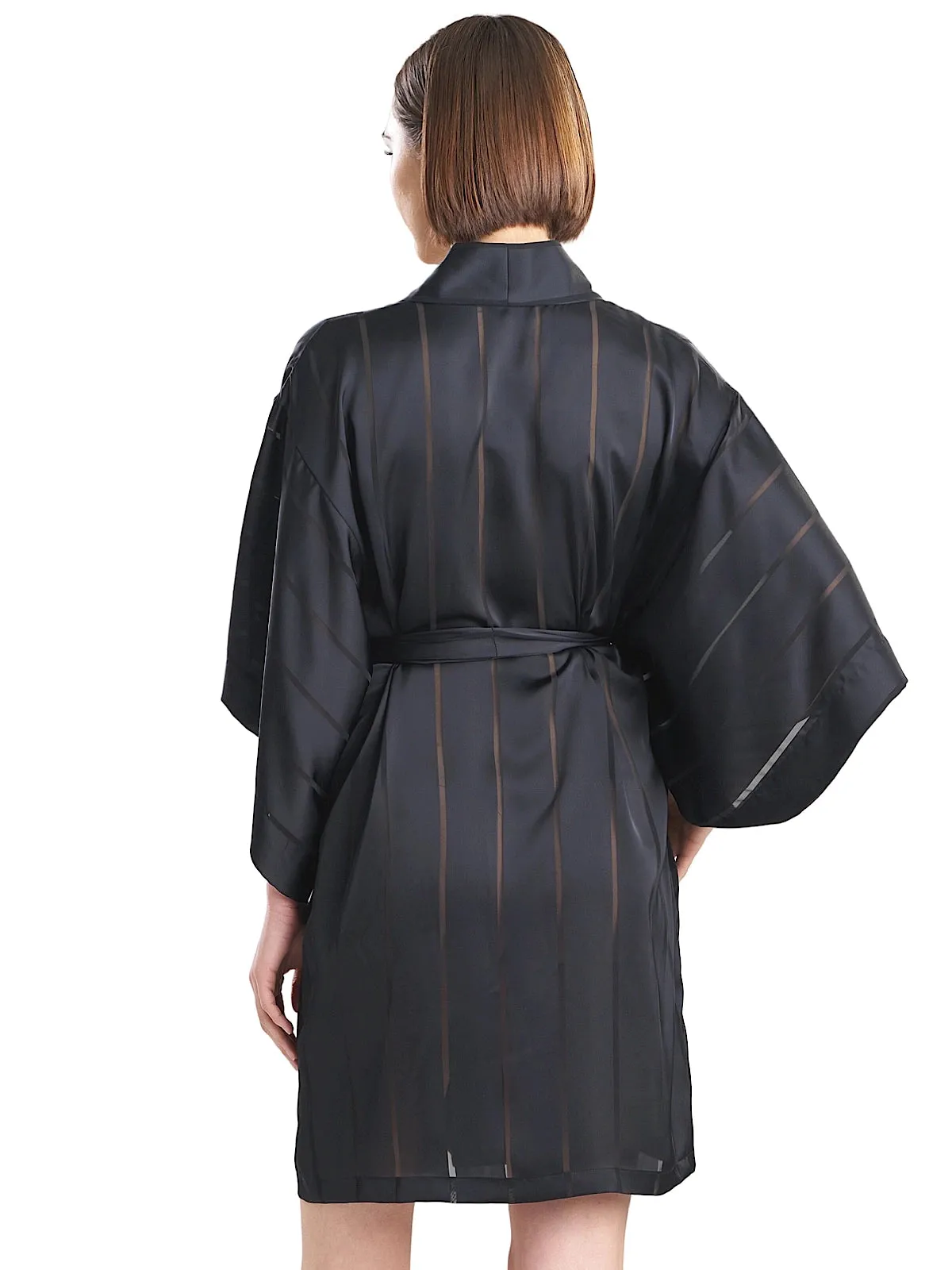 Sheer Stripe Jacquard Wrap Robe