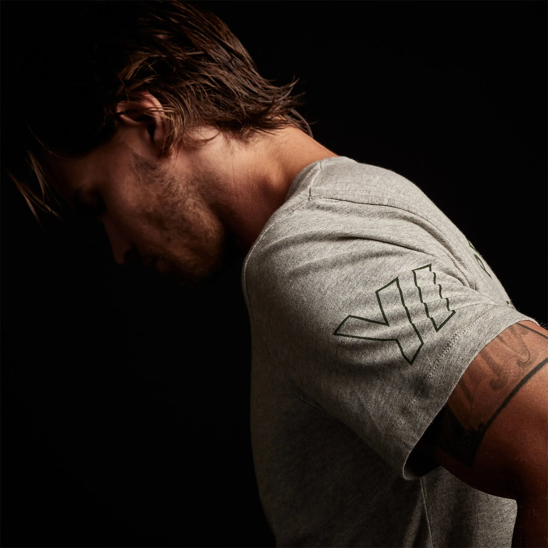 Short Sleeve Crew Neck - Heather Grey/Rugby