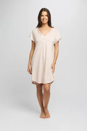 Silk Trim Supima Cotton V Nightshirt - Pink
