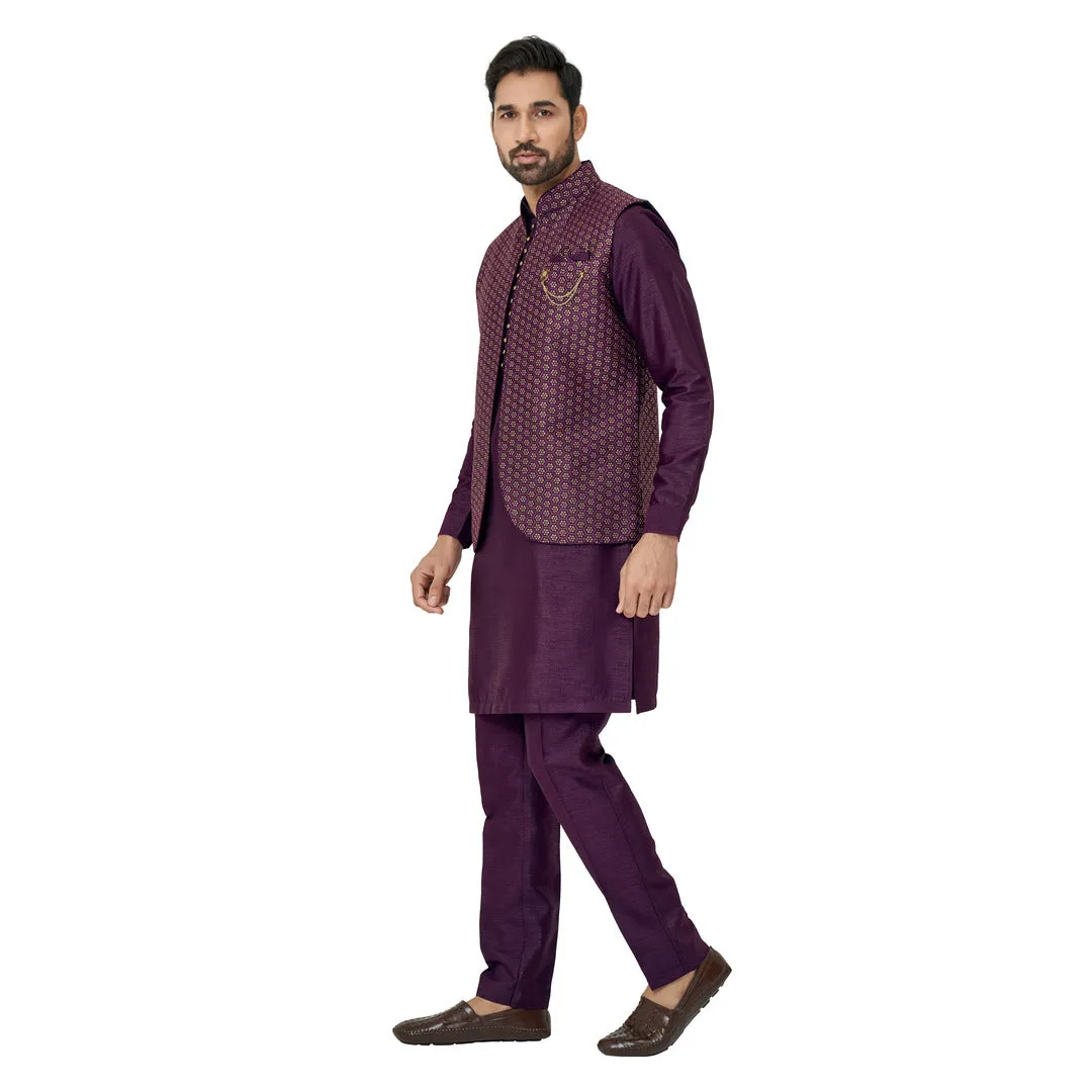 Silk WaistCoat Set in Purple