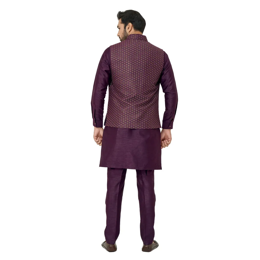 Silk WaistCoat Set in Purple