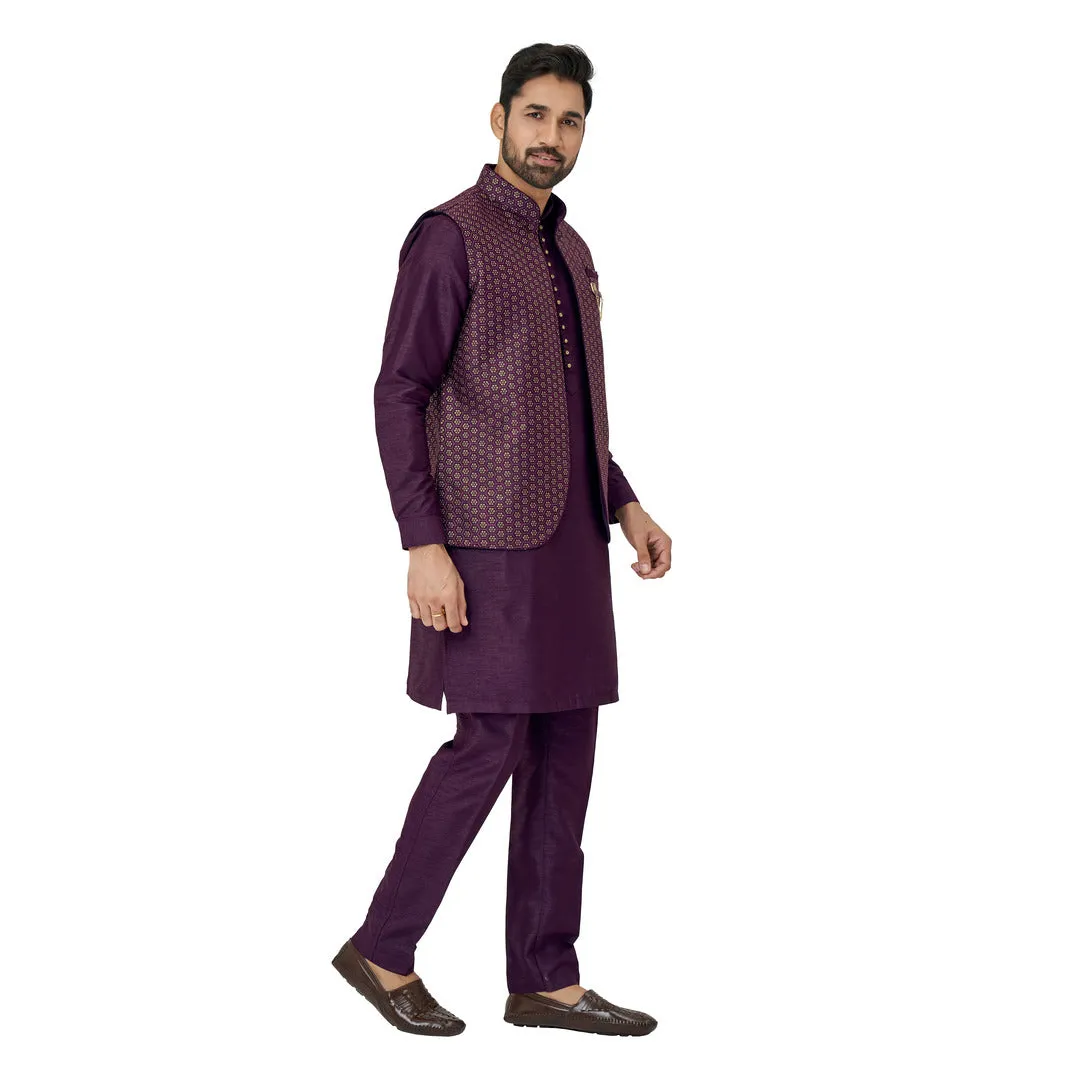 Silk WaistCoat Set in Purple