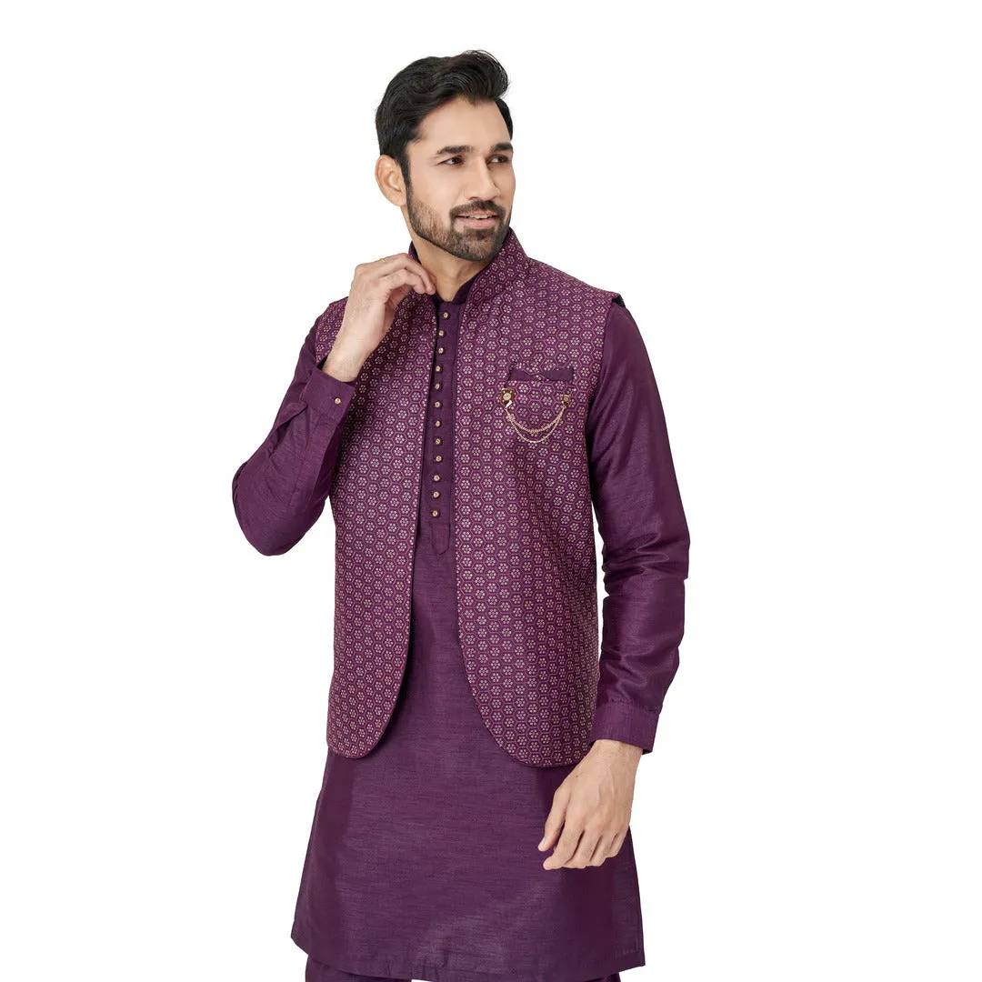 Silk WaistCoat Set in Purple
