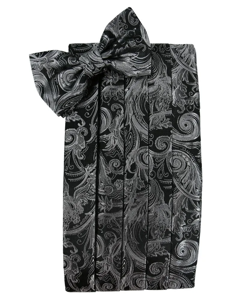 Silver Tapestry Silk Cummerbund & Bow Tie Set