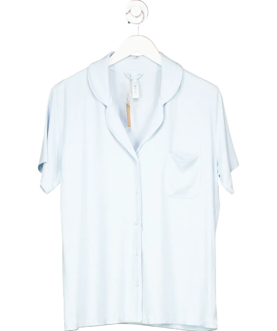 SKIMS Blue Soft Short Sleeve Button Up Pyjama Shirt UK L