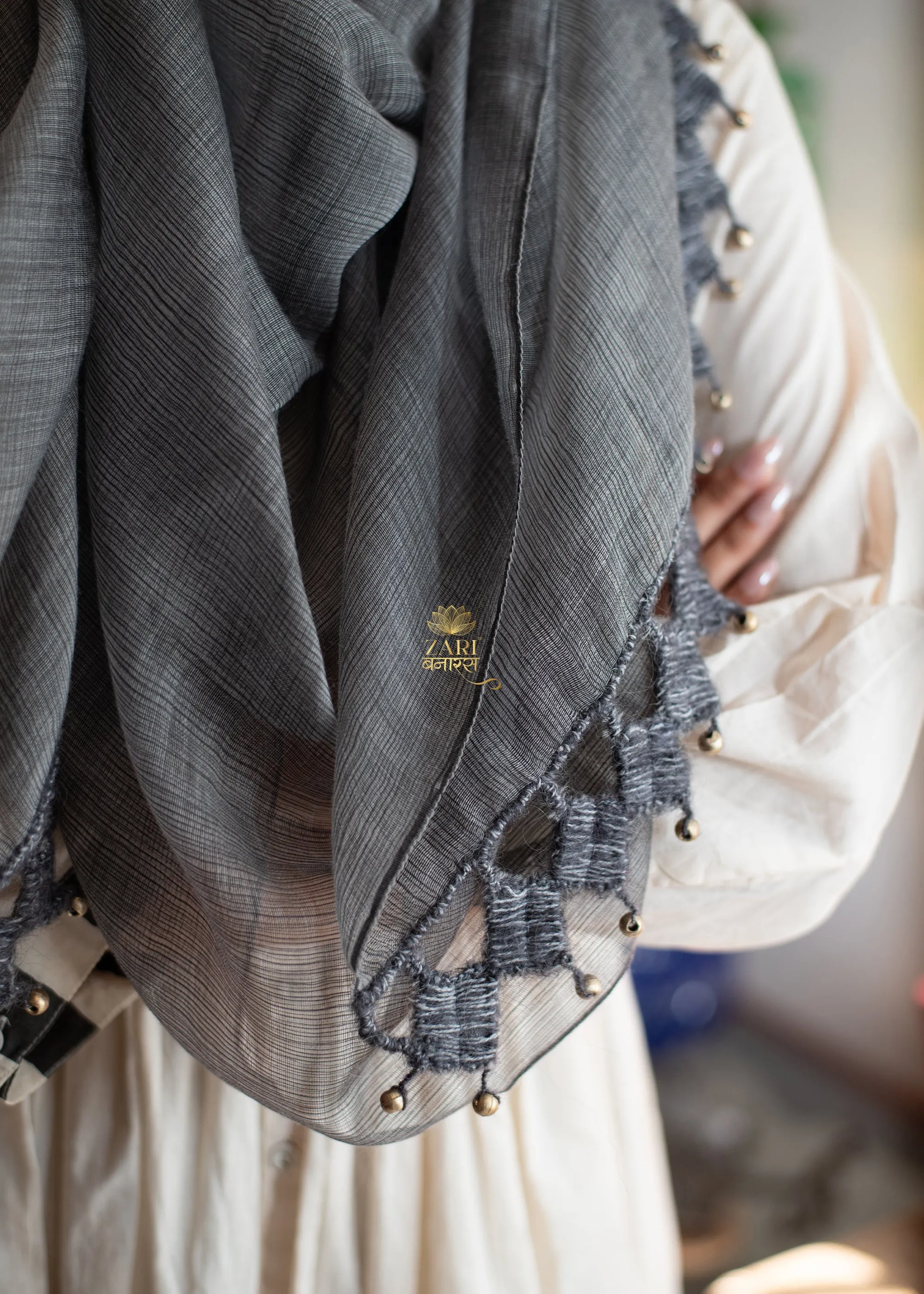 Slate Knot & Gleam Silk Scarf
