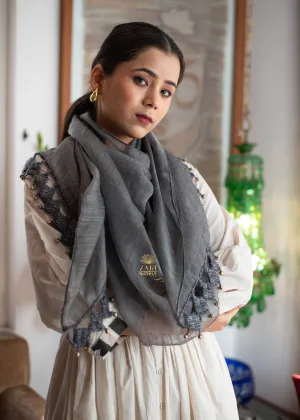 Slate Knot & Gleam Silk Scarf