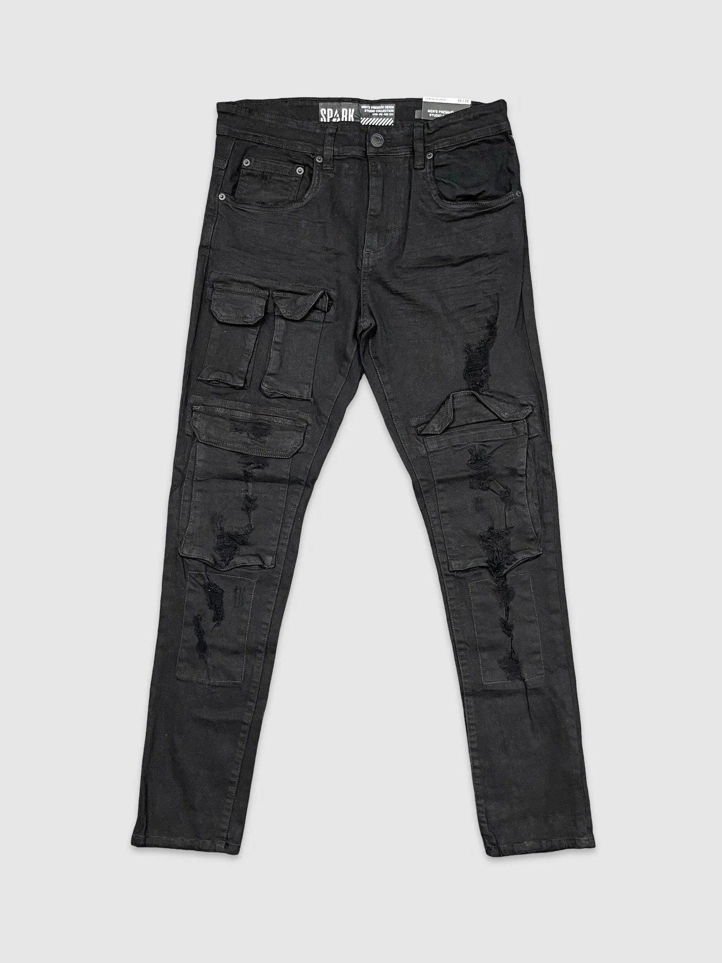 SLE-S4415-Slim Fit Cargo Pocket Denim Pants