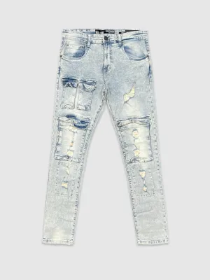 SLE-S4415-Slim Fit Cargo Pocket Denim Pants